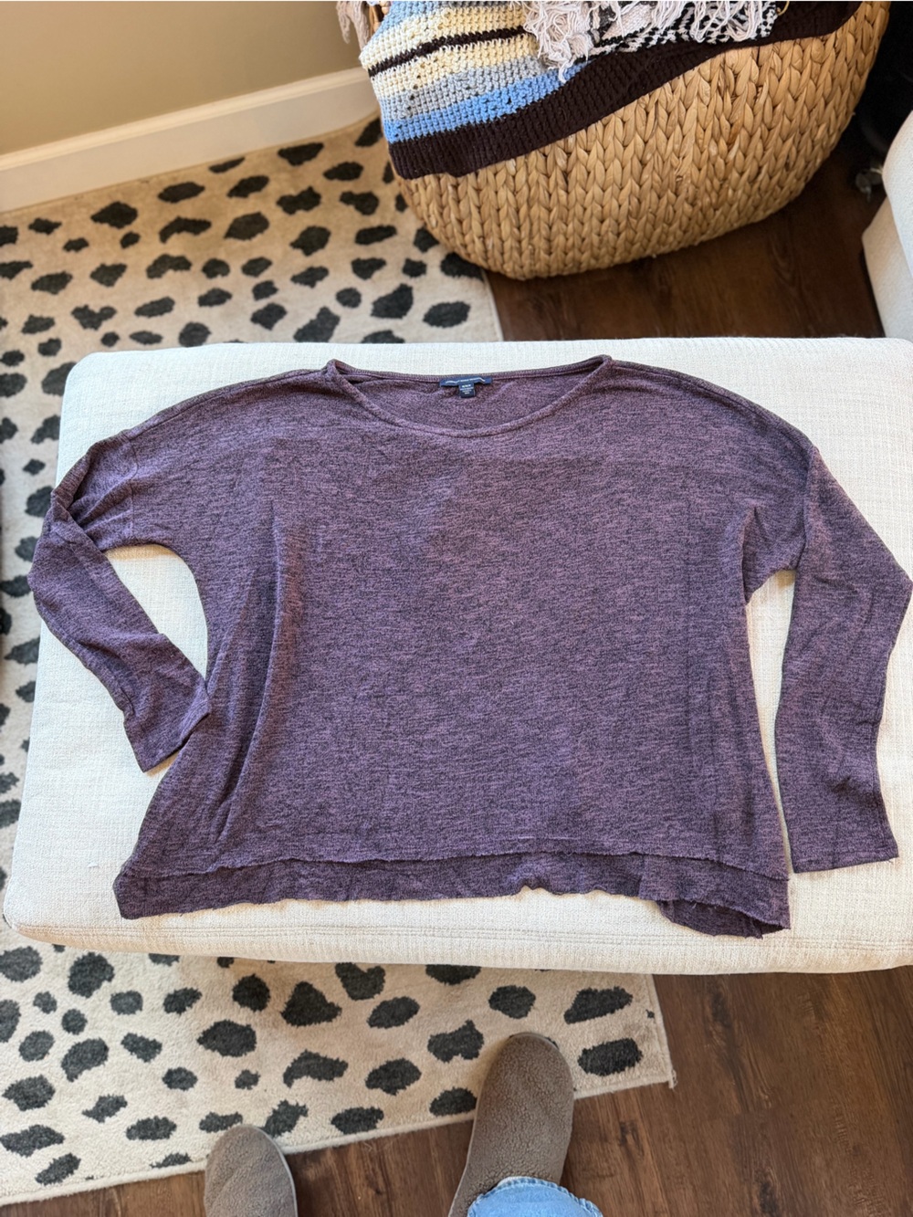 American Eagle Outfitters Plum Heather Lightweight Long-Sleeve Top